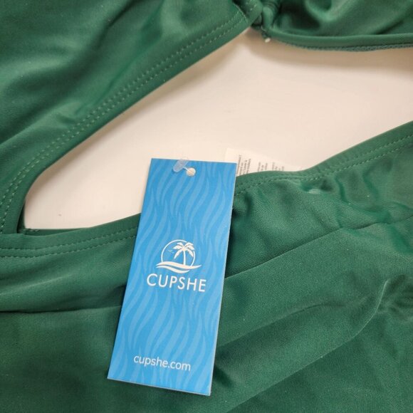 Cupshe Womens Green Cutout One-Piece Swimsuit Adjustable Straps - Size Large - Picture 3 of 4